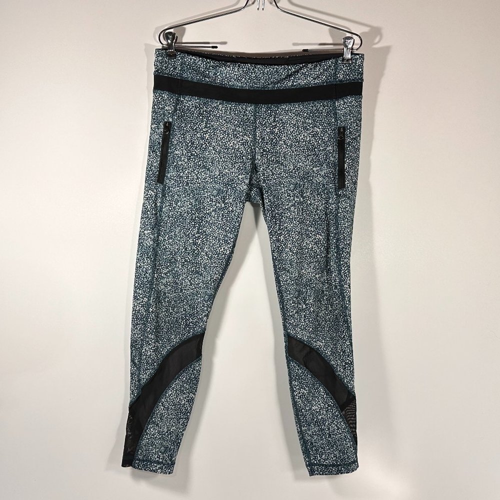 Lululemon Teal Blue White Print Leggings Women Size 12